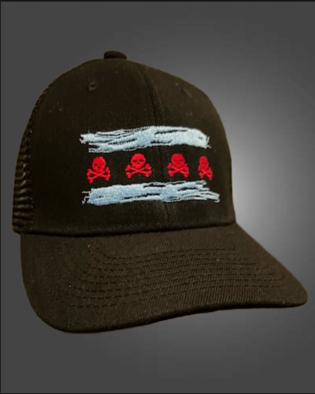 Chicago Flag Trucker Hat - FLEXFIT snap back closure