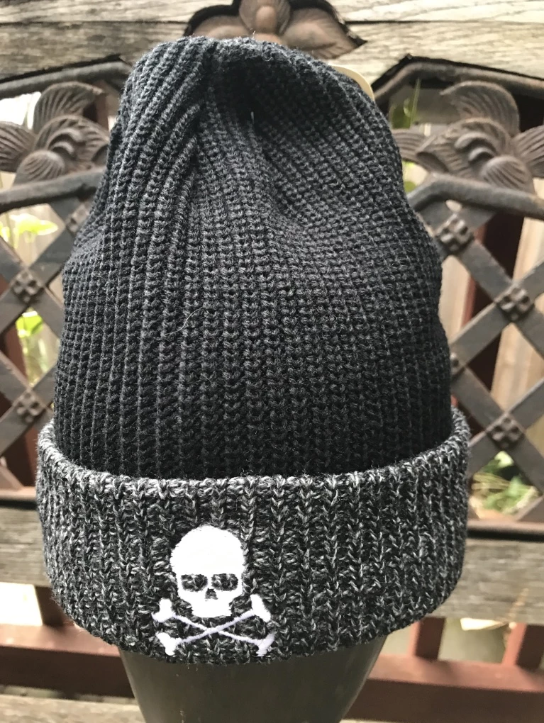 Midnight Cable Ribbed Skull Cap - Black/Grey