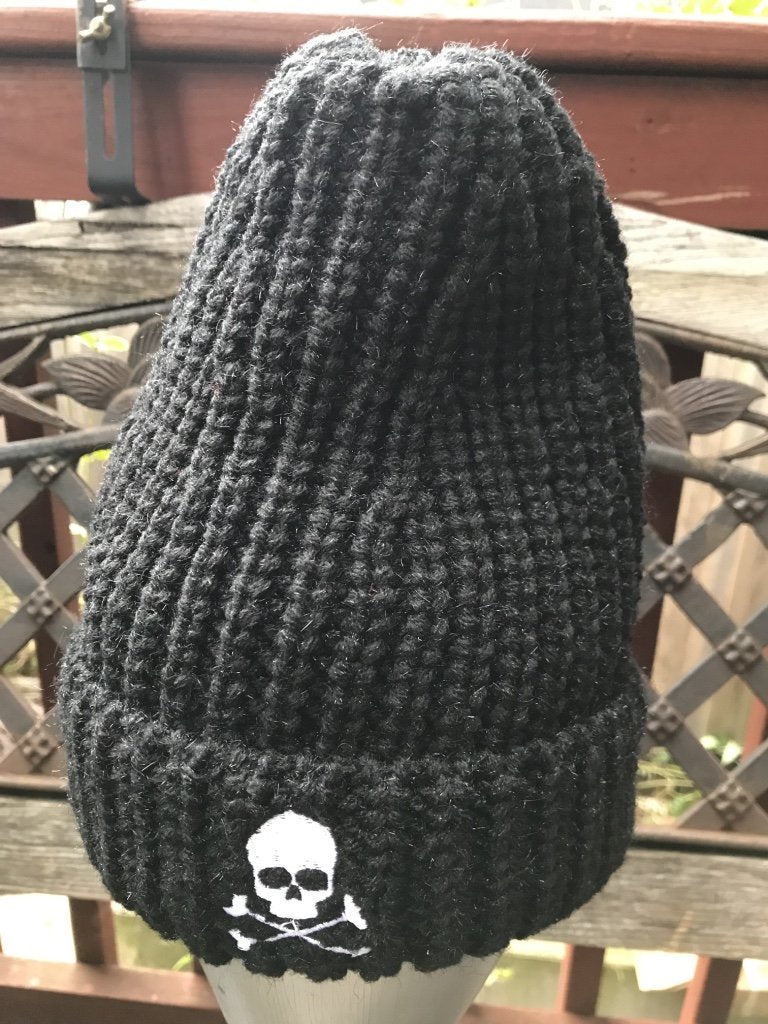 Midnight Cable Ribbed Skull Cap - Black