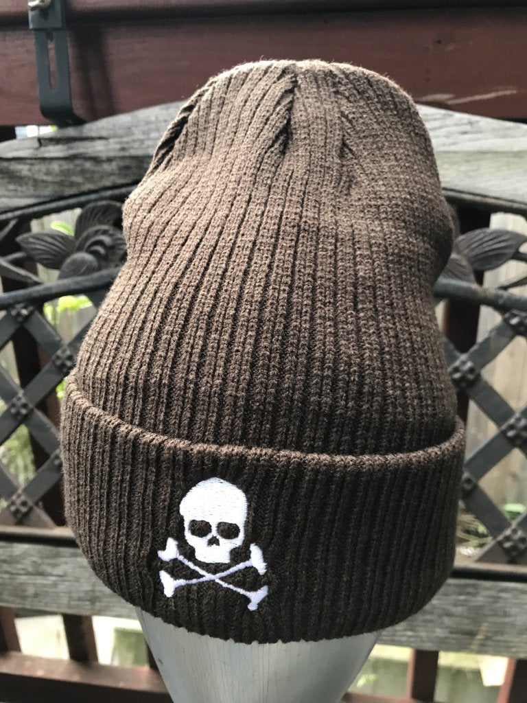 Midnight Ribbed Skull Cap - Brown