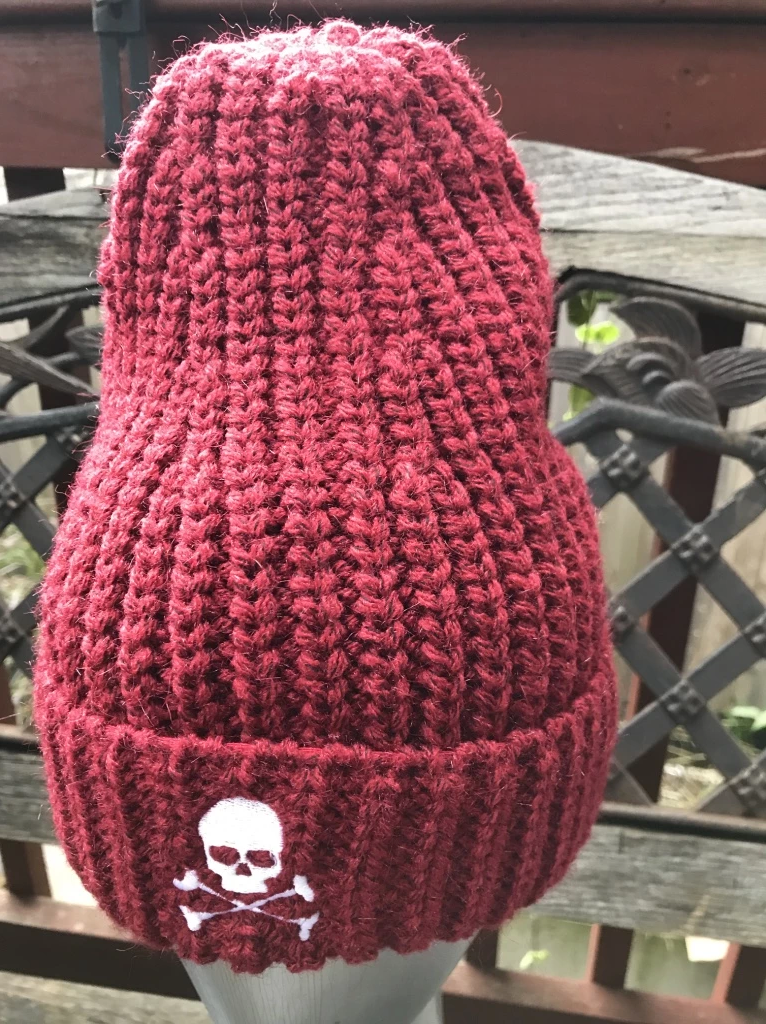 Midnight Cable Ribbed Skull Cap - Maroon